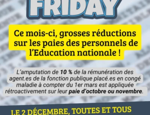 Communiqué – Puni.es d’avoir été malades : Les agent.es de l’éducation nationale paient l’addition en novembre !